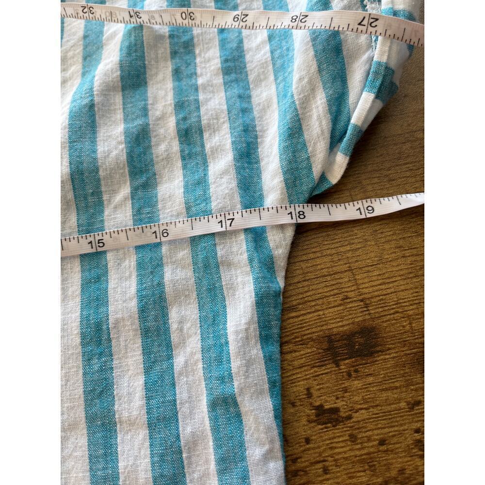 Poleren Womens S Teal/White Stripe Button Down Casual/Summer Office Wear Dress - Picture 4 of 7